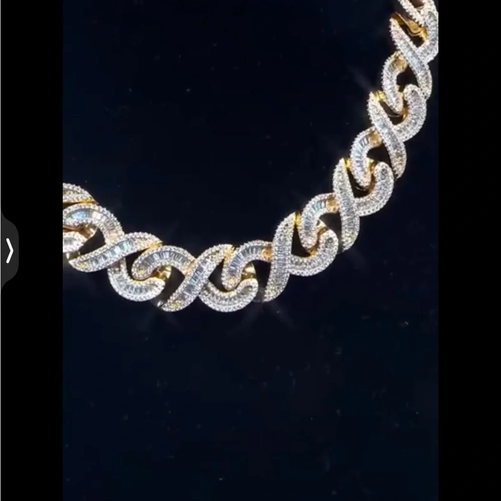 Unbelievably gorgeous!20”, 15 mm, 14 karat white gold, overlay Baguettes - Picture 3 of 8